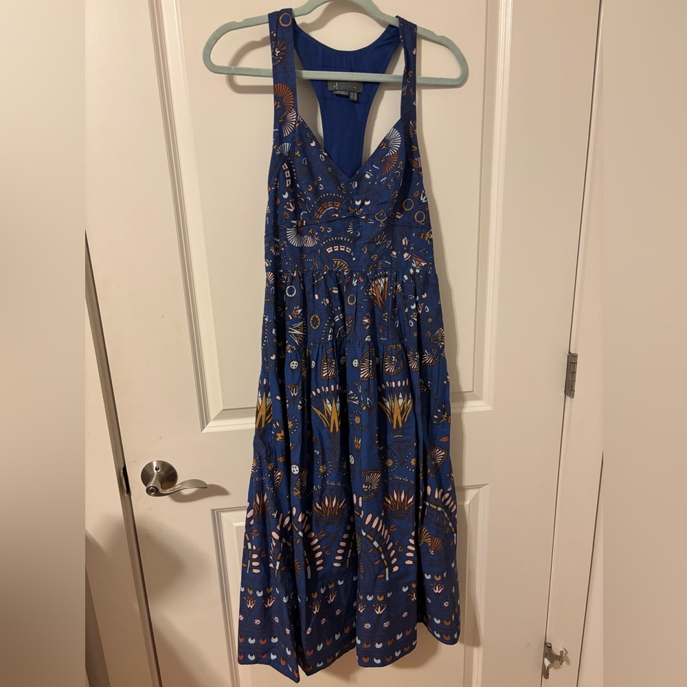 ANTHROPOLOGIE Unique Print Sweetheart Smocked Dress